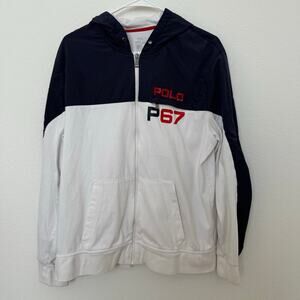 Ralph‎ Lauren Polo P67 Full Zip Performance Hoodie Jacket White Blue Red Large